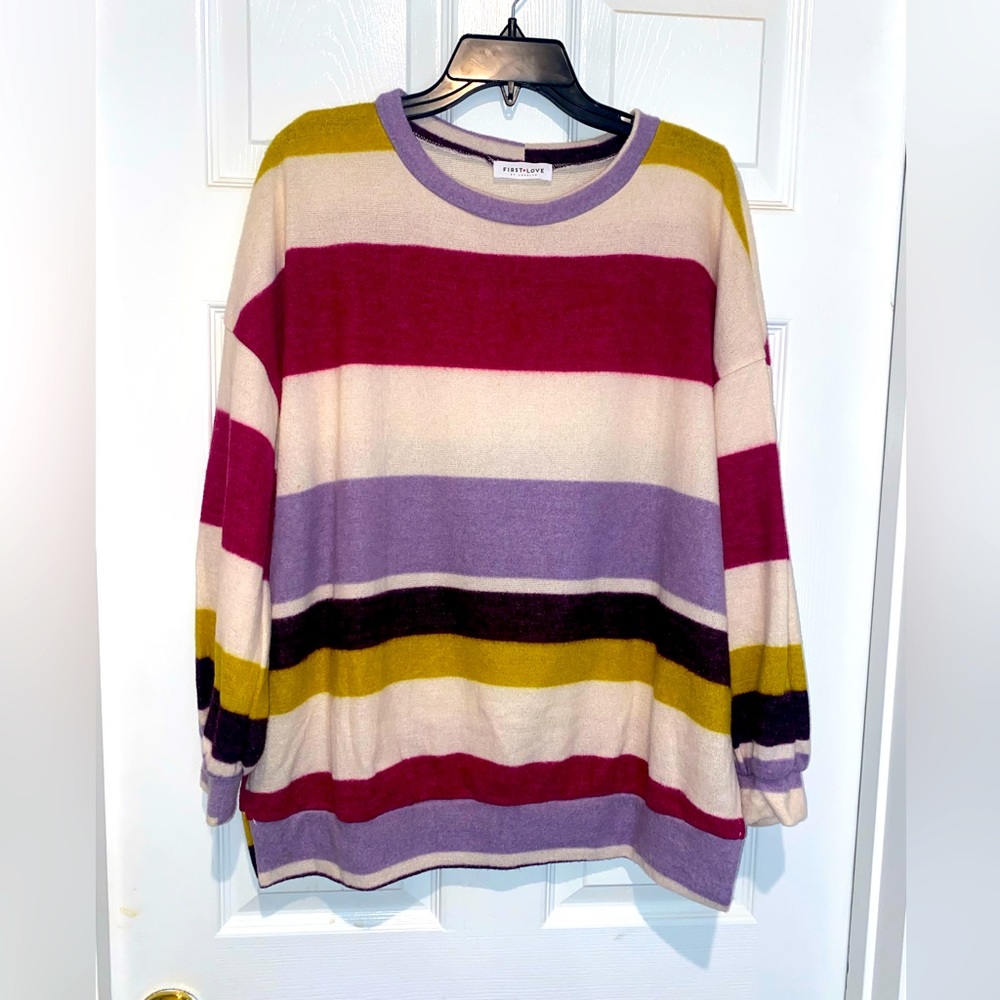 First Love striped boutique sweater. Size M